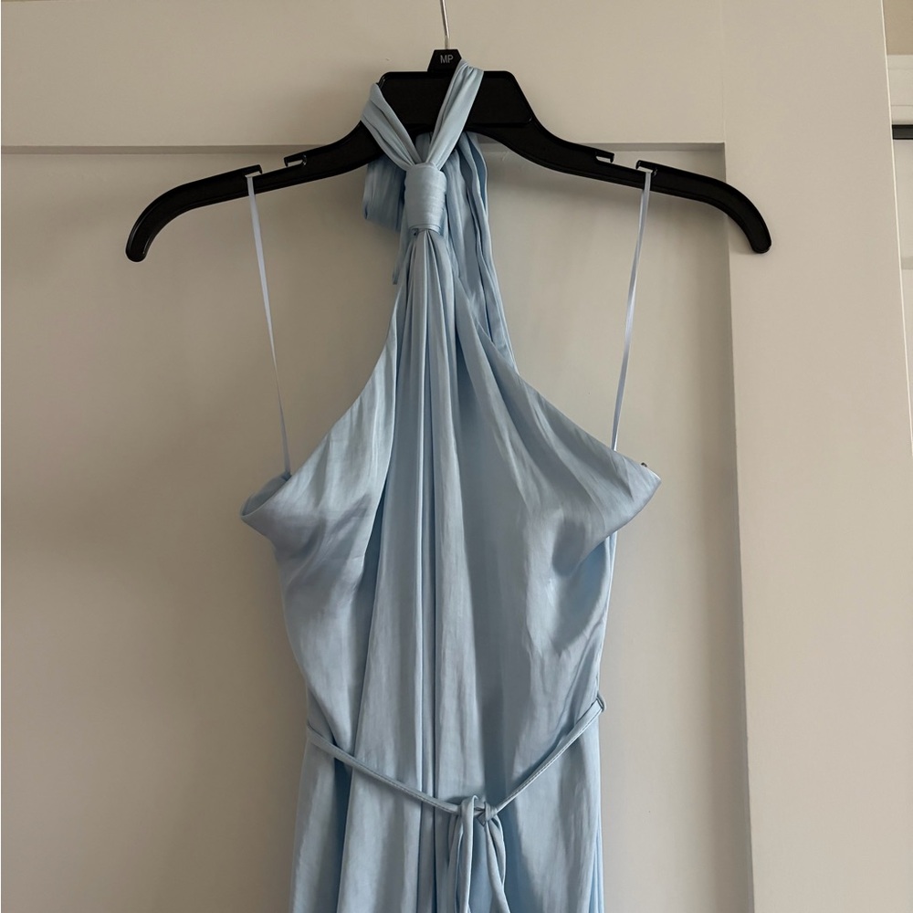 Elegant Blue Halter Dress